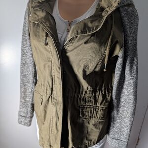 Love Tree Khaki and Heather Gray Utility Jacket